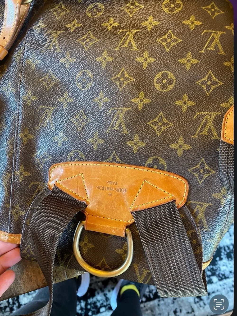Louis Vuitton Monogram Canvas Backpack with Tan Leather Accents